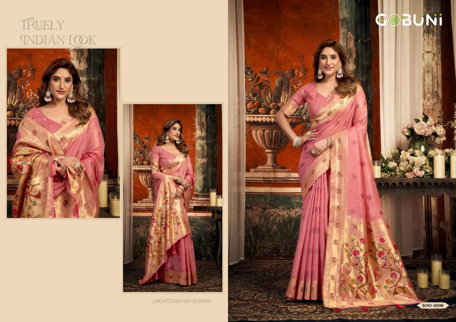 Sakshi BY GOBUNI 4001 To 4006 Series Indian Traditional Wear Collection Beautiful Stylish Fancy Colorful Party Wear & Occasional Wear pure cotton Sarees At Wholesale Price